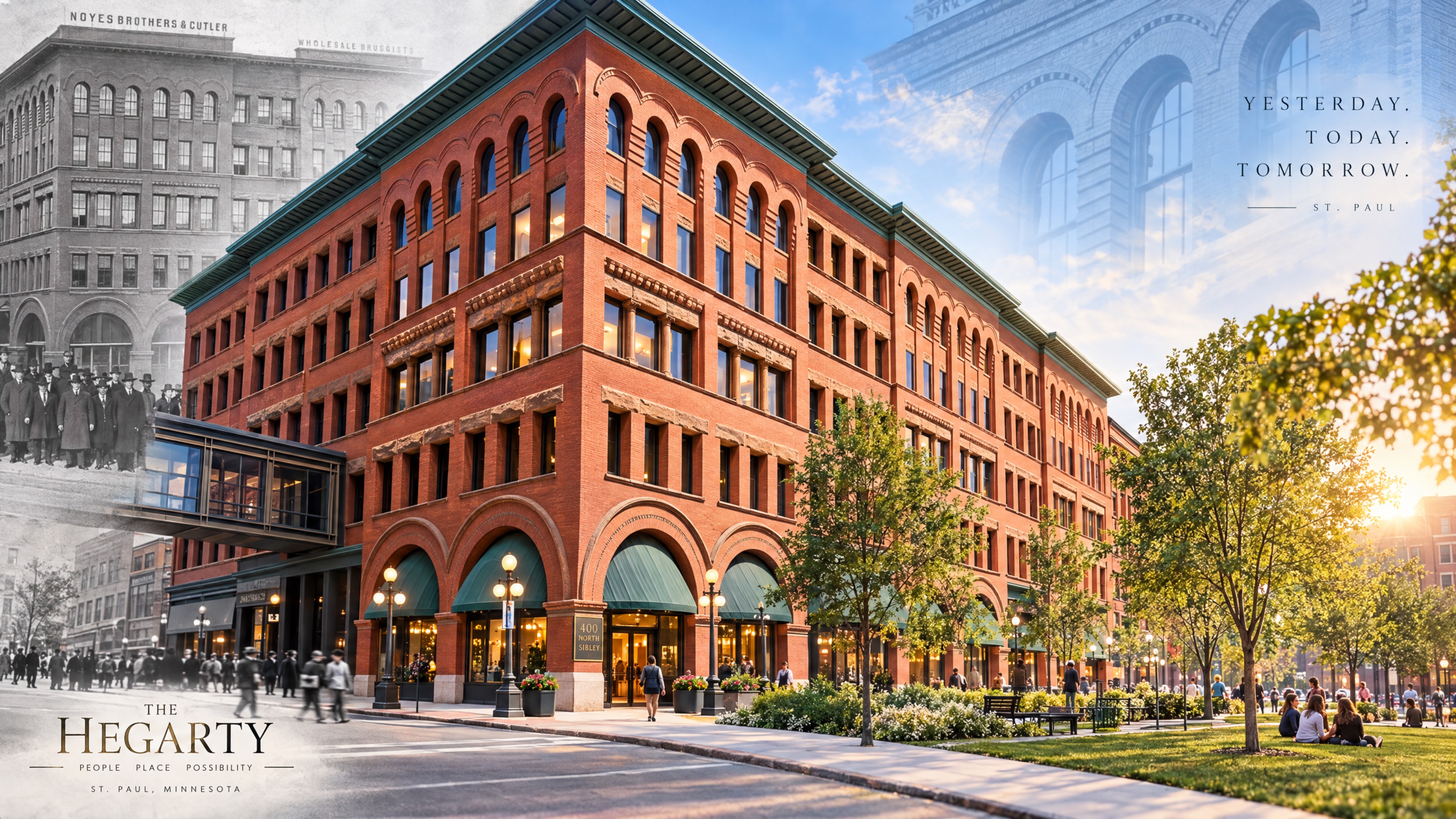 Supplied 400 Sibley concept combining the historic building with its possible next chapter