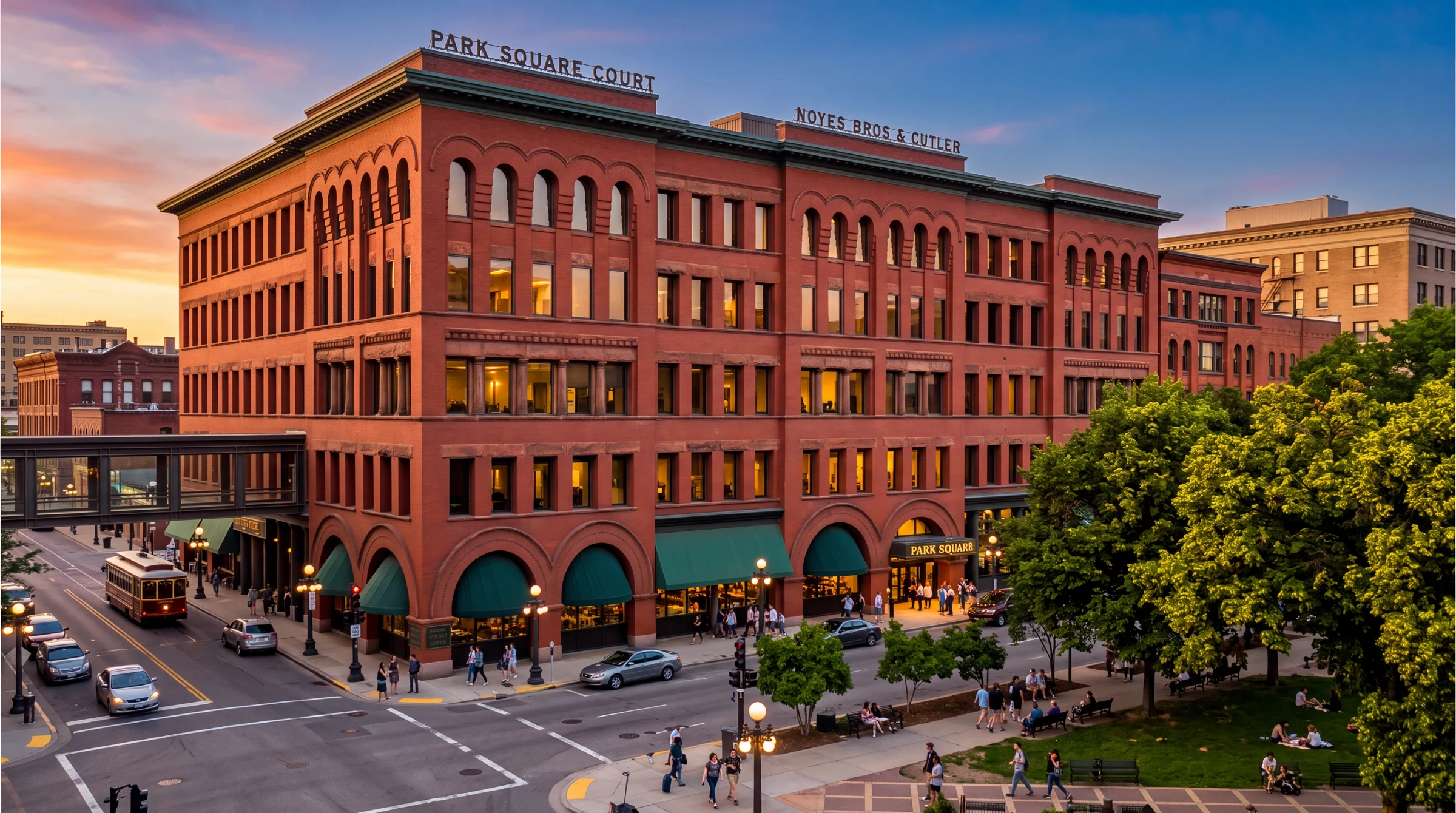 Supplied concept view of 400 Sibley at sunset